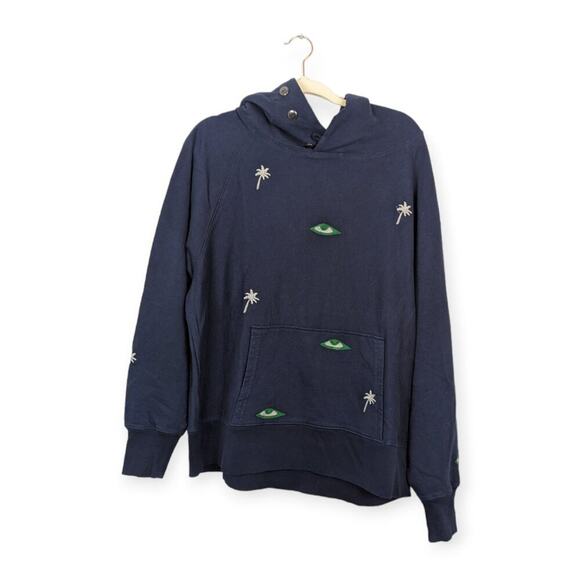 NWT Sandrine Rose Navy French Worker Embroidered Hoodie - Picture 1 of 9